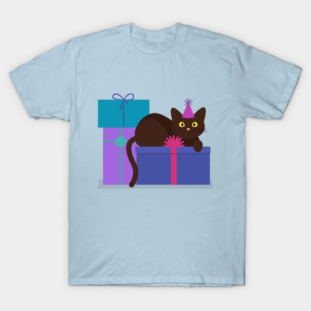 Birthday Cat T-Shirt by katnanigans